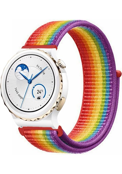Huawei Watch Gt3 Pro 43MM Seramik ile Uyumlu Kordon Kumaş Desenli Cırt Cırtlı Spor Kayış