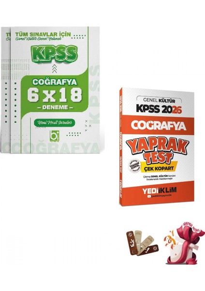 2026 Kpss Coğrafya Yaprak Test ve Deneme Seti Yediiklim ve Bigeli