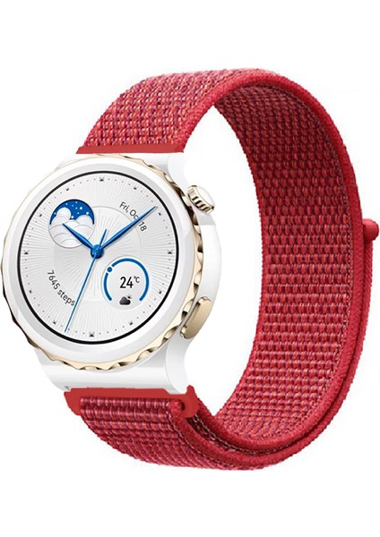 Huawei Watch Gt3 Pro 43MM Seramik ile Uyumlu Kordon Kumaş Desenli Cırt Cırtlı Spor Kayış