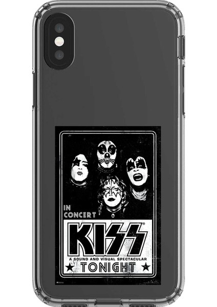 iPhone x Uyumlu Şeffaf Kılıf Kiss Tasarımlı