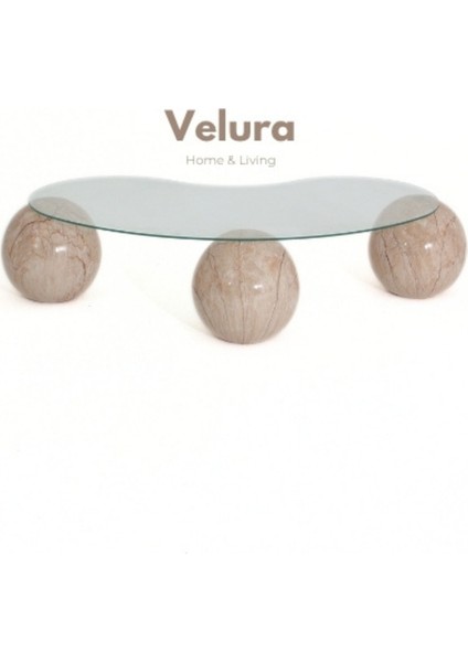 Modern Orta Sehpa & Top Sehpa Cam Sehpa & Küre Orta Sehpa - Uranüs - Fasulye - Şeffaf Cam