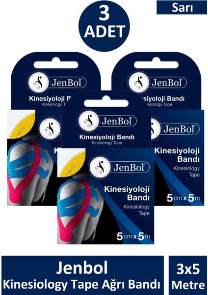 Kinesio Bandı 5 cm x 5 M - Sarı 3 Adet