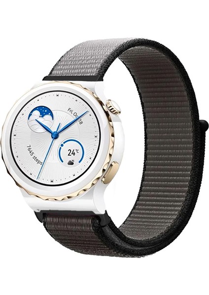 Huawei Watch Gt3 Pro 43MM Seramik ile Uyumlu Kordon Kumaş Desenli Cırt Cırtlı Spor Kayış