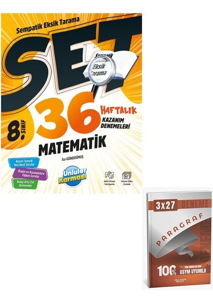 Ünlüler 2026 8. Sınıf Matematik 36 Haftalık Kazanım Denemeleri+Anla Kazan Paragraf