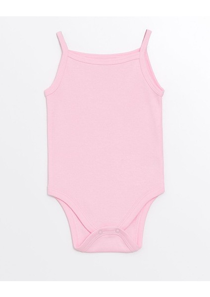 Baby Pembe Kare Yaka Askılı Kız Bebek Çıtçıtlı Body