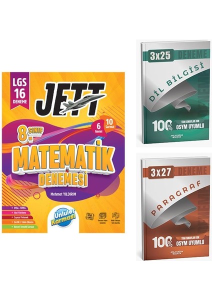 Ünlüller 2026 8.sınıf Jett Matemetik 16 Deneme+Anla Kazan Paragraf+Dilbilgisi