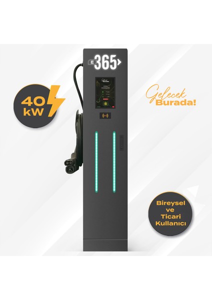 Dc Dikili Tip 10 Inç Ekranlı Acrel Sayaçlı Tek Kablolu Rfıd 40KW Şarj Istasyonu (Bireysel ve Ticari Kullanıcı)