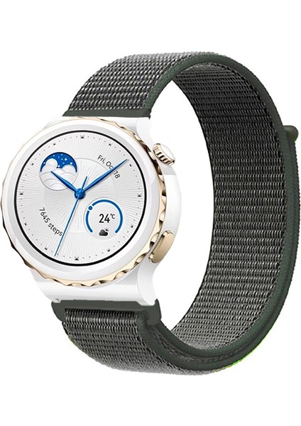 Huawei Watch Gt3 Pro 43MM Seramik ile Uyumlu Kordon Kumaş Desenli Cırt Cırtlı Spor Kayış