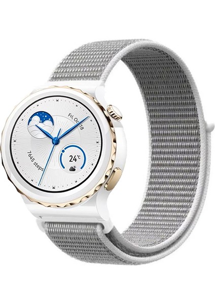 Huawei Watch Gt3 Pro 43MM Seramik ile Uyumlu Kordon Kumaş Desenli Cırt Cırtlı Spor Kayış