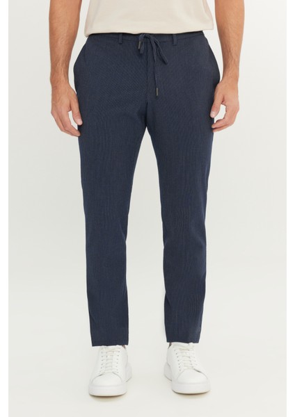 Comfort Fit Rahat Kesim Yan Cepli Desenli Beli Lastikli Pantolon