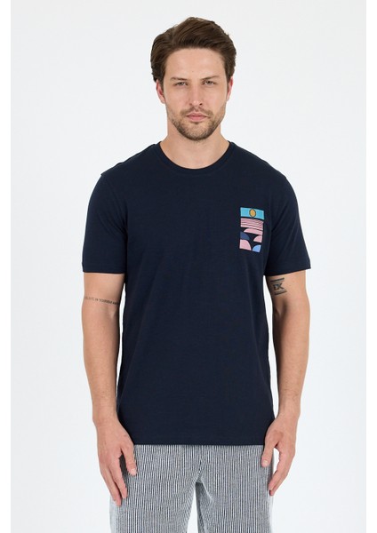 Erkek %100 Pamuk Bisiklet Yaka Kısa Kollu Baskılı T-Shirt Rahat ve Şık Günlük Tişört 0005