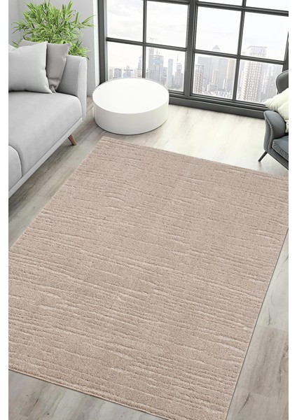 Moopy Bej Bukleli Yumuşak Soft Dokuma Yolluk Halı Salon Halısı LP1007A_BEJ