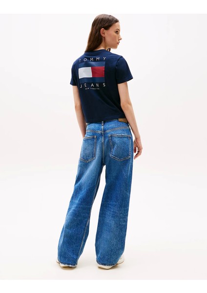 Tjw Reg Sh Tommy Us Flag Ss Tee Kadın Mavi T-Shirt DW0DW21423C1G fiyatları