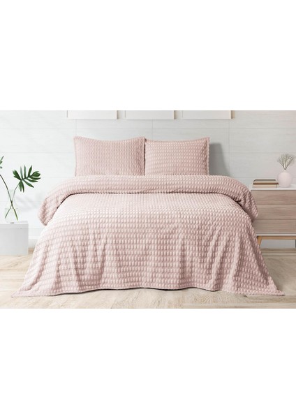 Modern Twist 3 Parça Çift Kişilik Battaniye Seti Kutulu 220X240 Blush