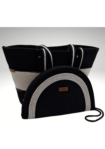 Hasır Çanta, Plaj Çantası ve El Çantası 2'li Takım