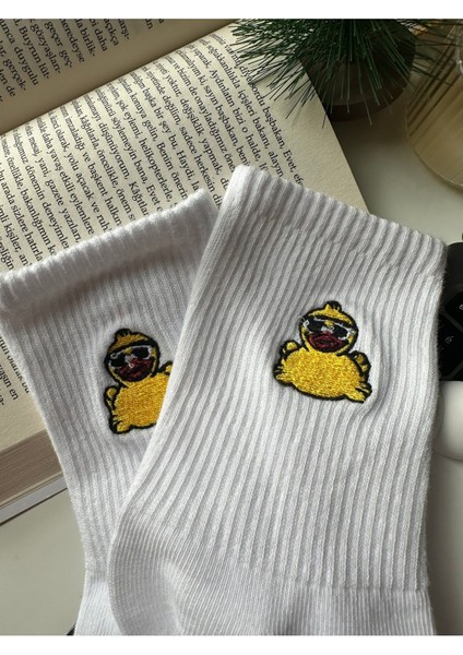 Sevimli Öpücük Atan Civciv Nakışlı Yazlık Kışlık Pamuklu Unisex Casual Soket Çorap indirimleri