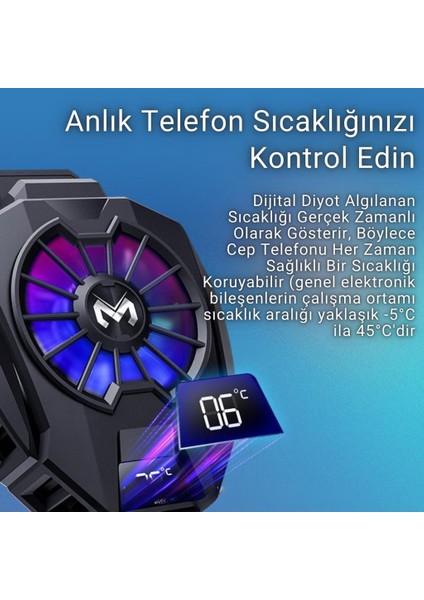7500RPM Dönüş Dijital Göstergeli Buz Tipi Telefon Soğutucu Fan Sıcaklık Göstergeli Yarı Iletken fırsatları