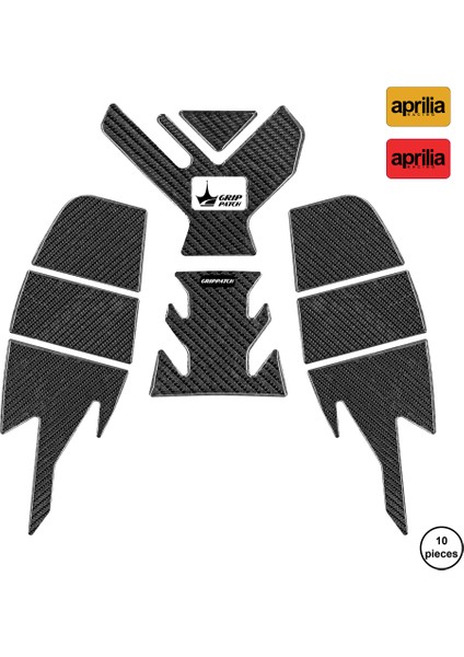 Aprilia RS660 2025 ile Uyumlu Kaydırmaz 6d Karbon 10 Parça Tank Pad Seti GC61