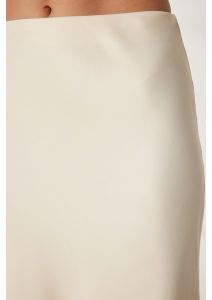 Saten Midi Etek Krem LHC0013