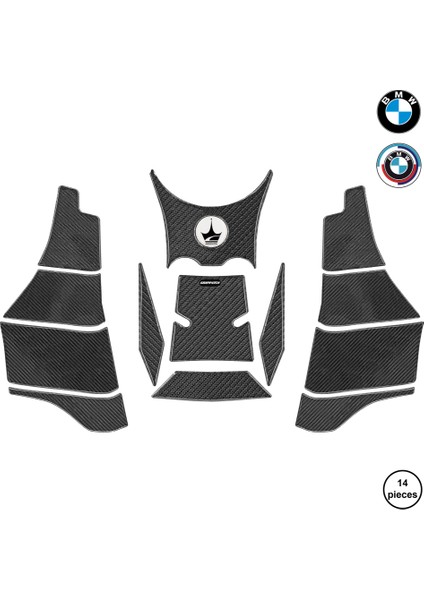 Bmw GS1300 Adv 2025 ile Uyumlu Kaydırmaz 6d Karbon 14 Parça Tank Pad Seti GC64