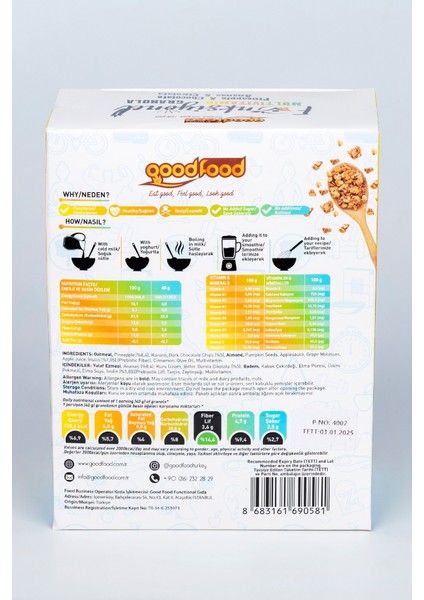 MULTIVITAMIN GRANOLA ANANAS & ÇİKOLATA 400 gr fiyatları