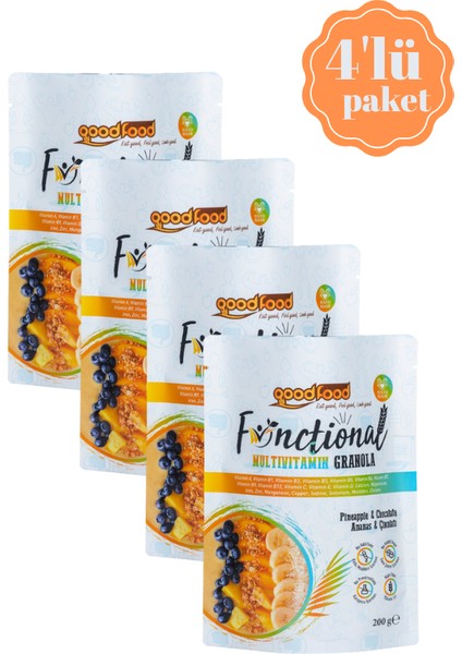 Ananaslı ve Çikolatalı Granola Multivitaminli 4'lü Fırsat Paketi