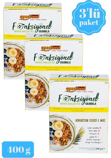 Emziren Annelere Özel Malt ve 7 Özel Bitki İçeren granola, 3'lu Paket Hindistan Cevizi & Muzlu, 3x280 gr