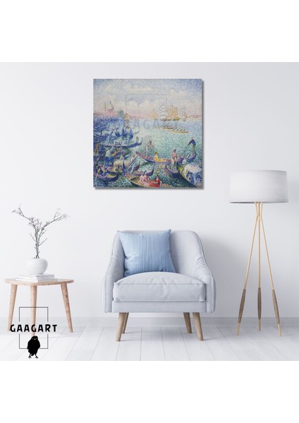Kare Kanvas Tablo Ünlü Eserler Henri-Edmond Cross-Regatta In Venice (1903)