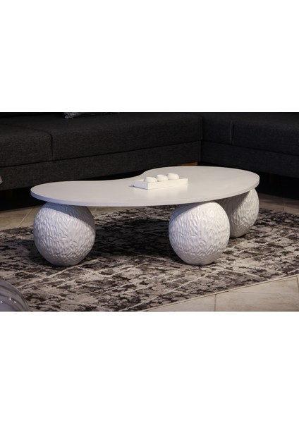 Modern Orta Sehpa & Top Sehpa Cam Sehpa & Küre Orta Sehpa - Dragon (Beyaz) - Fasulye - Beyaz Mdf modelleri