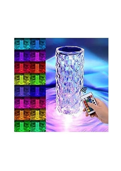 Kristal Elmas Masa Lambası 16 Renk USB Şarjlı Dokunmatik (3791)