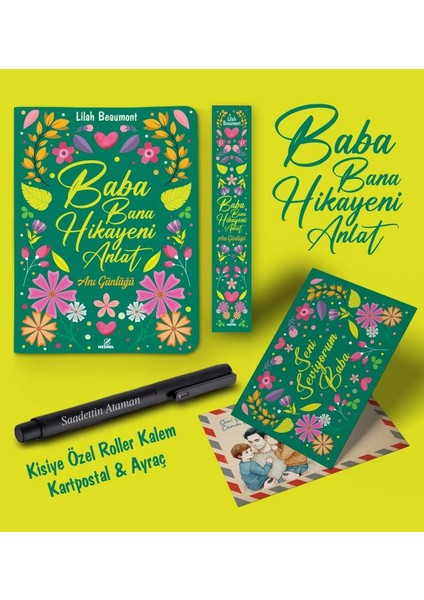 Kişiye Özel Baba Bana Hikayeni Anlat Ayraç Kartpostal Kalem - Siyah