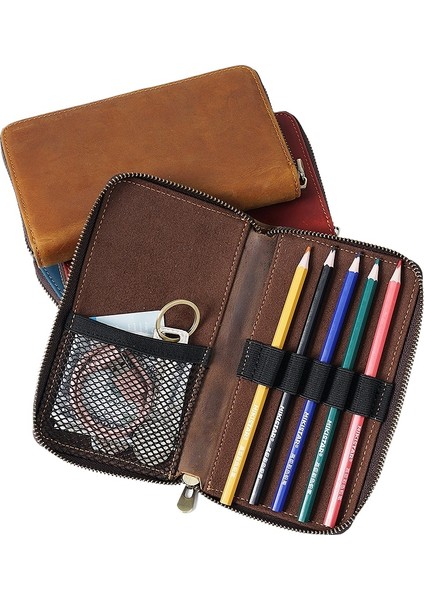 Öğrenci Kırtasiye Kutusu Ilk Katman Sığır Derisi Dolma Kalem Saklama Çantası (Yurt Dışından) modelleri