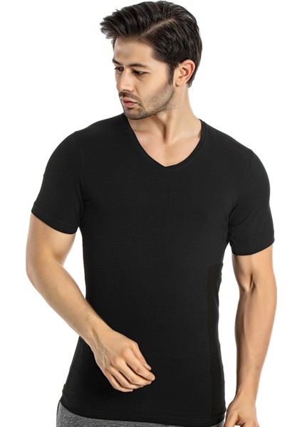 V Yaka Erkek Fanila Atlet Ribana 5ADET Siyah modelleri