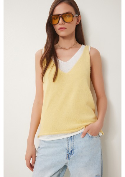Atletli Ikili Basic Triko Bluz Sarı Kemik LKİ0030