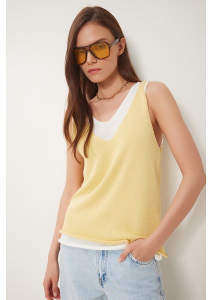 Atletli Ikili Basic Triko Bluz Sarı Kemik LKİ0030