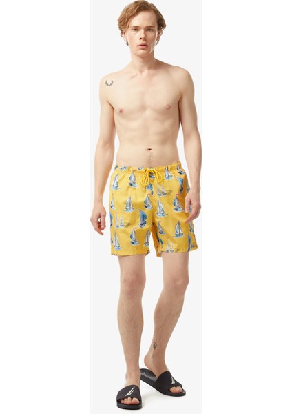 Erkek Sarı Standart Fit Deniz Şortu T45323T.70E