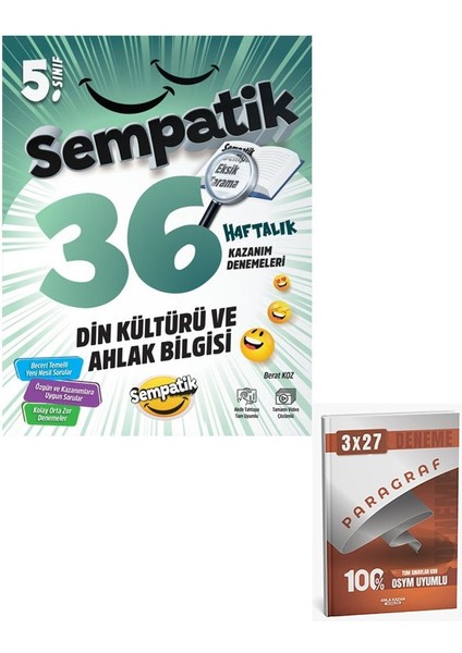Ünlüler 2026 5.sınıf Din Kültürü ve Ahlak Bilgisi 36 Haftalık Kazanım Denemeleri+Anla Kazan Paragraf