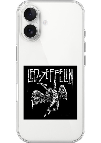 iPhone 16 Uyumlu Şeffaf Kılıf LED Zeppelin Tasarımlı