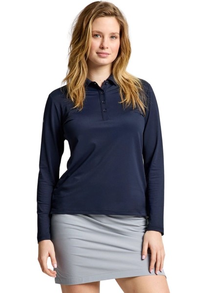 Ws Tech Pique Polo Ls Kadın Mavi Tişört