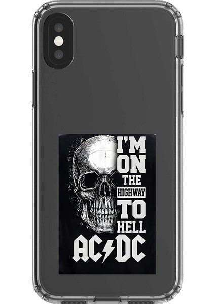 iPhone x Uyumlu Şeffaf Kılıf Ac/dc Tasarımlı