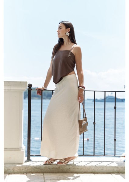 Alytih Üçgen Detay Soft Kahve Crop modelleri