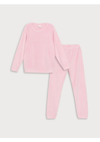 Bisiklet Yaka Kadife Kız Çocuk Pijama