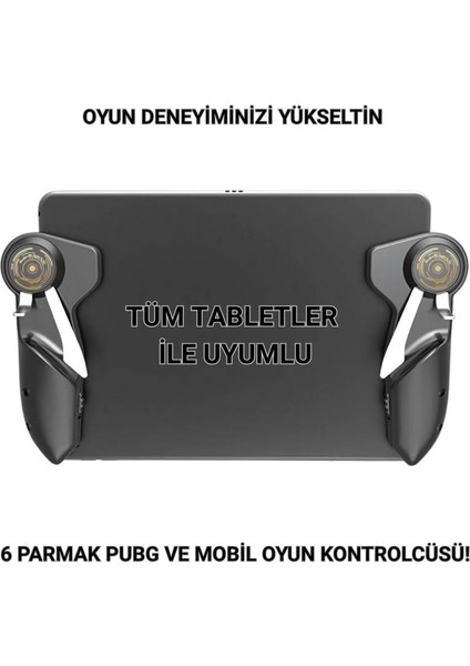 6 Parmak Tüm Tabletler Ile Uyumlu Pubg ve Mobil Oyun Kontrol Adaptörü, Kaymaz Çizmez Joystick