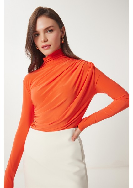 Büzgü Detaylı Sandy Bluz Oranj LFF0001 fiyatları