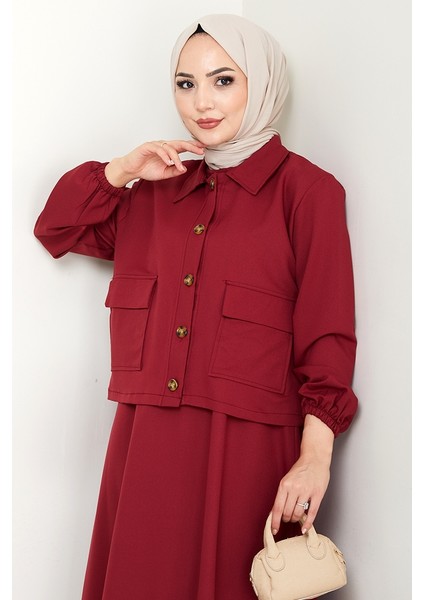 Faylin Ceket Elbise Ikili Takım 1565 - Bordo