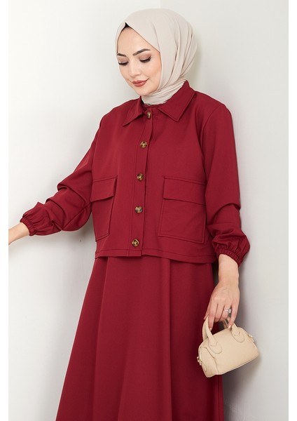Faylin Ceket Elbise Ikili Takım 1565 - Bordo