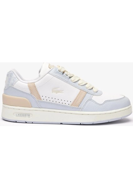 T-Clip Hakiki Deri Kadın Sneaker Beyaz Mavi