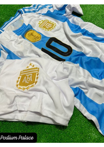 Messi Arjantin E.ur.o 2025 New Sezon Çocuk Forması 4'lü Set Şort Çorap ve Bileklik Hediyeli(Mavi Beyaz) modelleri