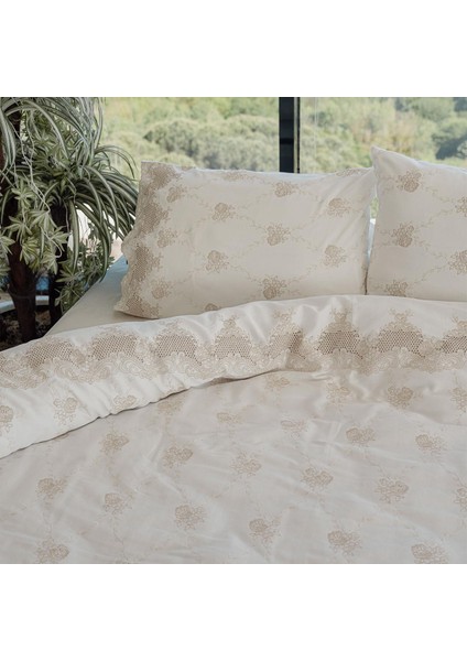 Iris Işlemeli Pamuk Saten Çift Kişilik 6 Parça Nevresim Takımı modelleri