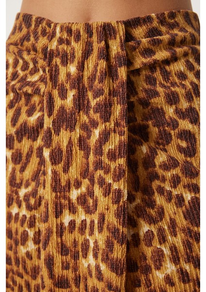 Leopar Desenli Yırtmaçlı Bürümcük Etek Oranj LMC0033 indirimleri